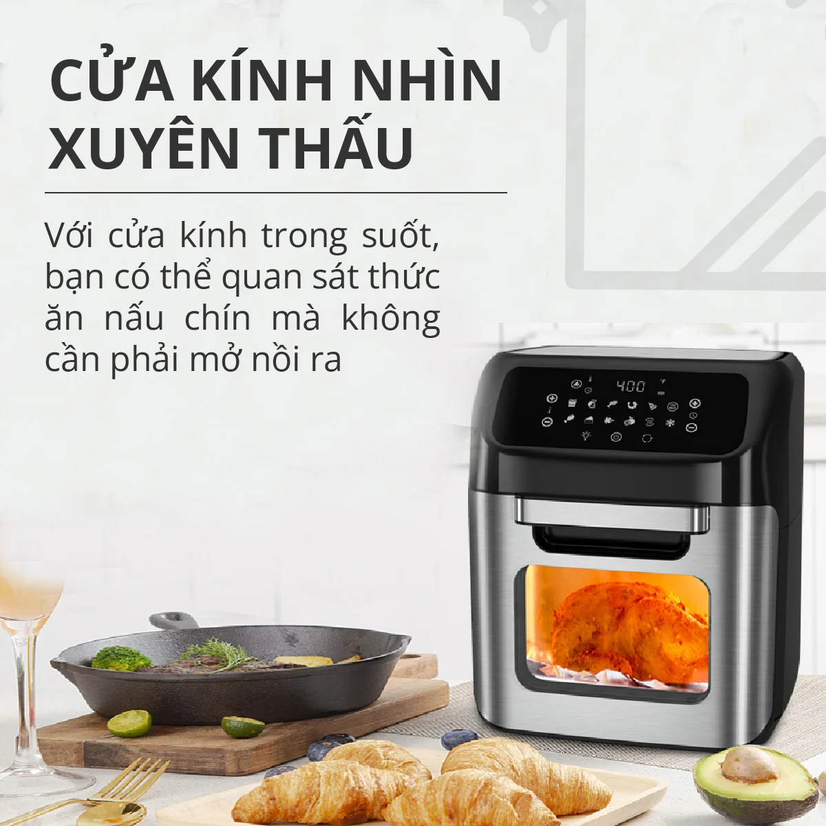 Nồi chiên không dầu 12L điện tử Mishio MK281 - Hàng chính hãng