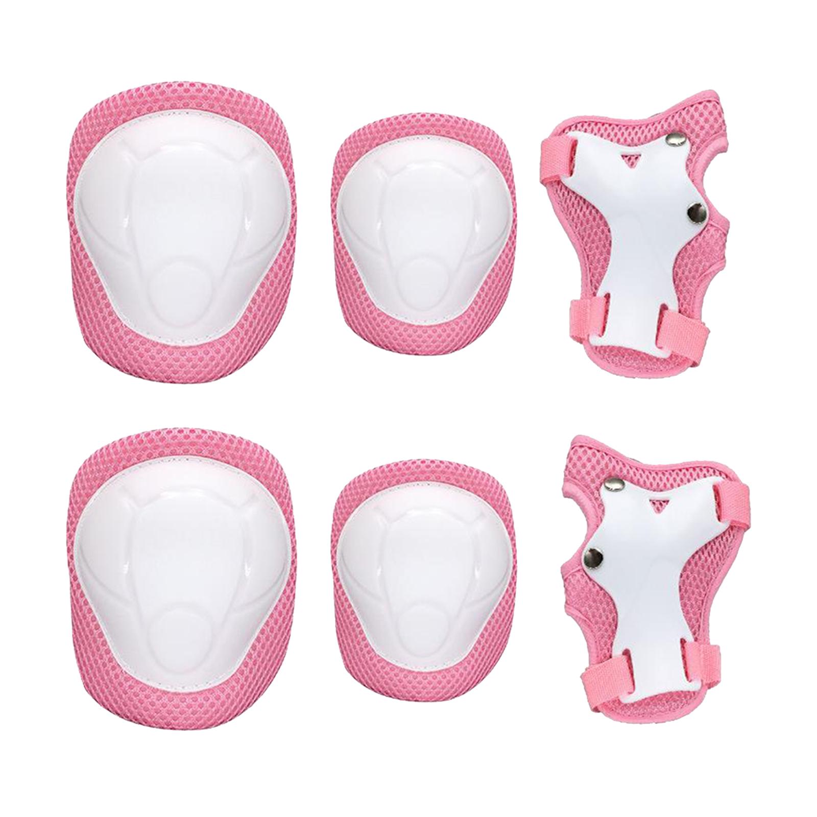 Kids Skateboard Bike Protective Gear Outfit Knee Elbow Wrist Pad Set Pink
