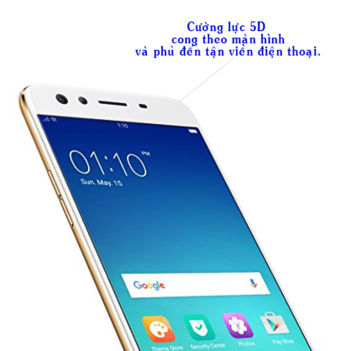 Kính Cường Lực Cho Oppo F3 - Full Màn Hình - Màu Trắng - Hàng Chính Hãng