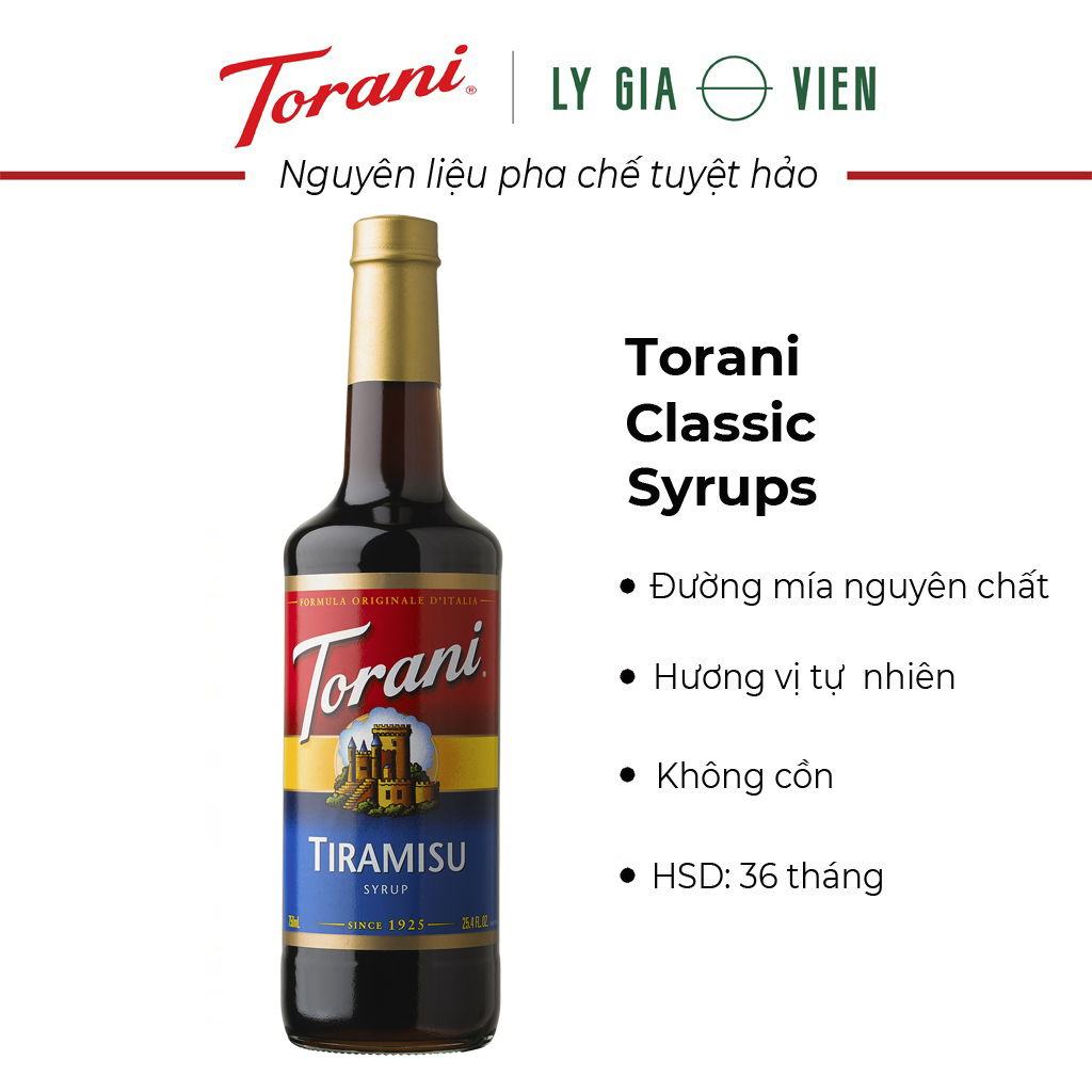 Siro Pha Chế Vị Bánh Tiramisu Torani Classic Tiramisu Syrup 750ml Mỹ - Hàng Chính Hãng