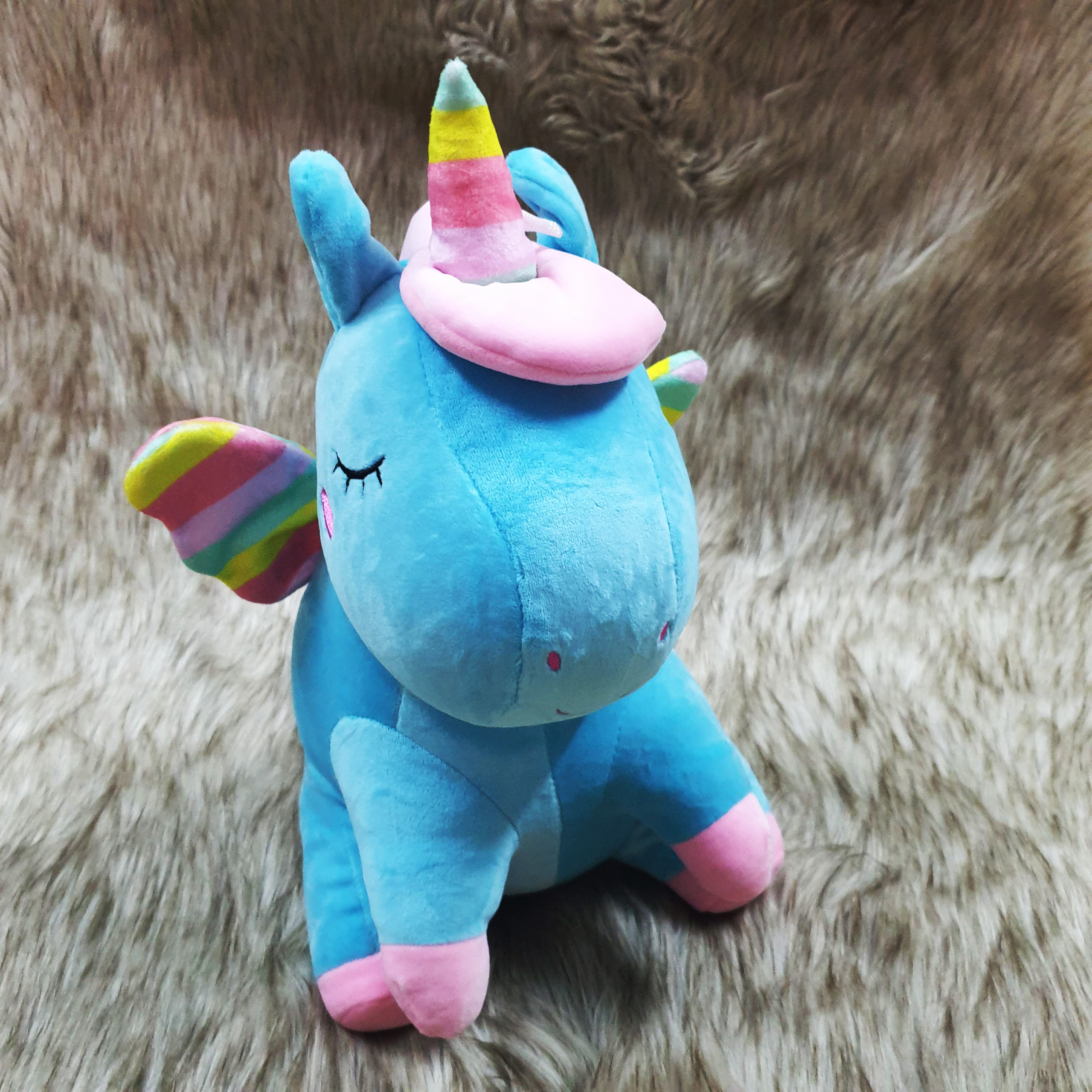 Kỳ lân unicorn nhồi bông size 40cm màu xanh