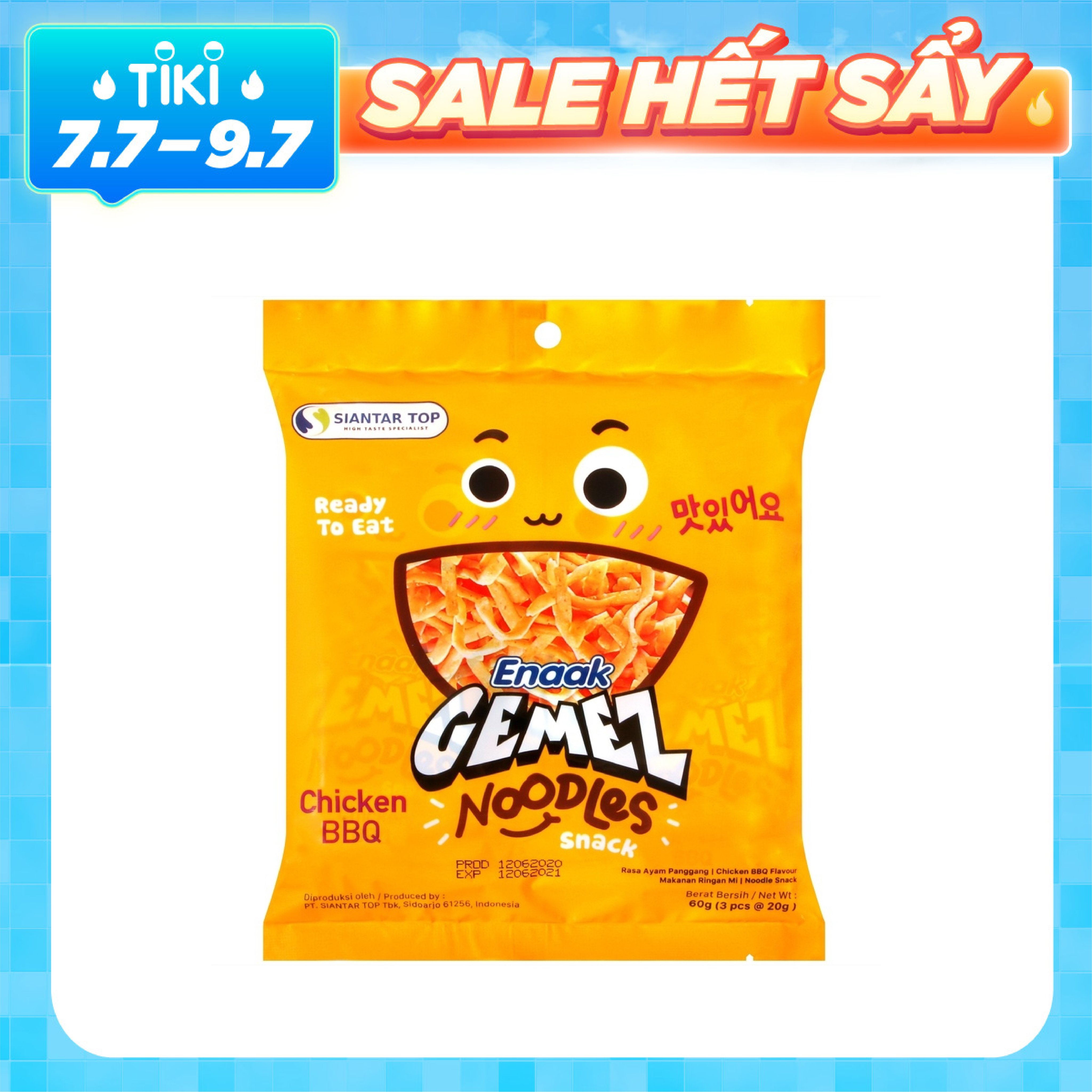 Thùng 24 Túi Snack Mì Hương Gà BBQ (Enaak Gemez 24x60g)