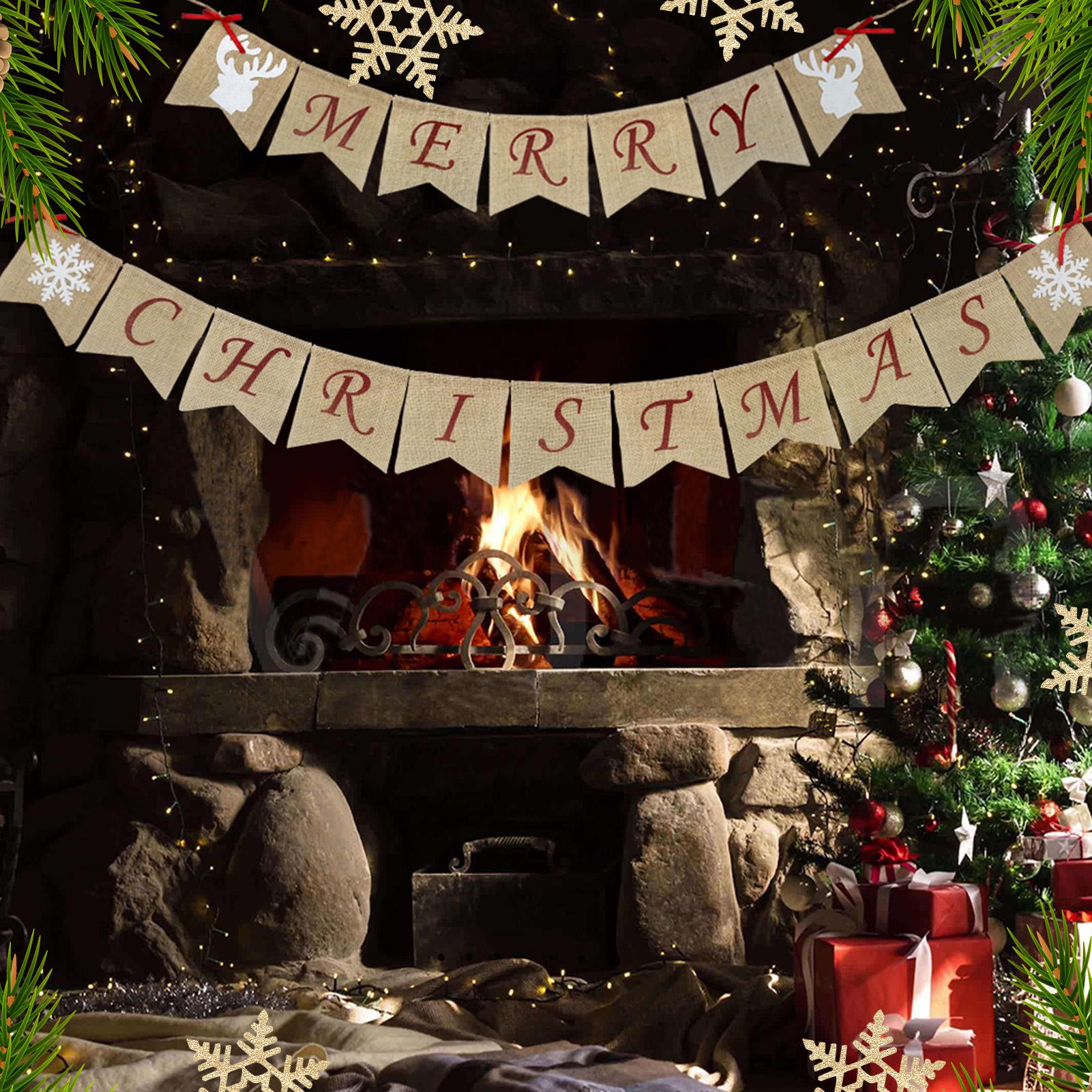 Băng rôn Merry Christmas Vải lanh, vải không dệt, sợi xe