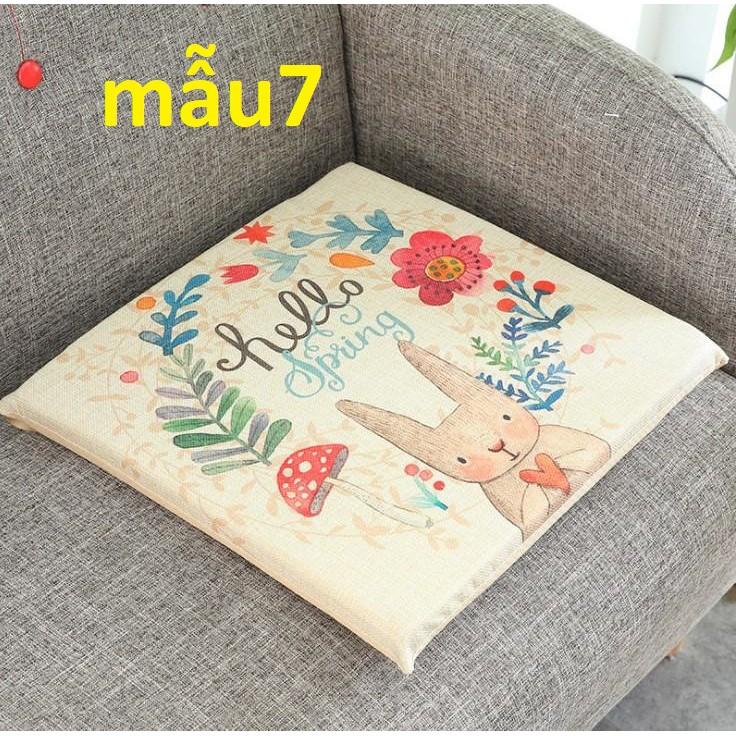 Đệm ngồi bệt bằng mút tháo ra giặt được 45*45cm có dây cột