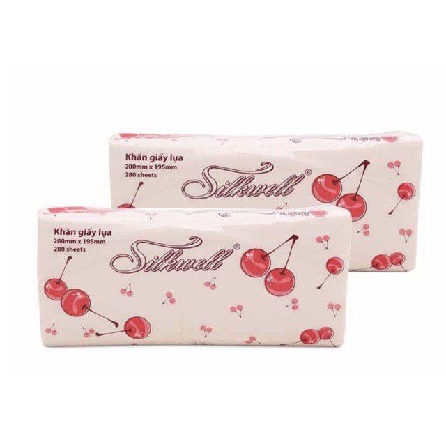 Khăn giấy rút silkwell 280 tờ Cherry đỏ