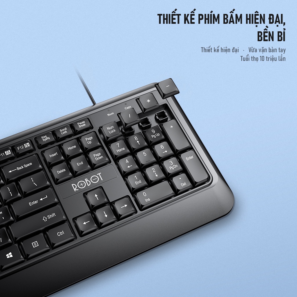 Combo Chuột & Bàn Phím Có Dây ROBOT KM2600 Thích Hợp Dùng Cho Laptop, Máy Tính, PC - Hàng Chính Hãng