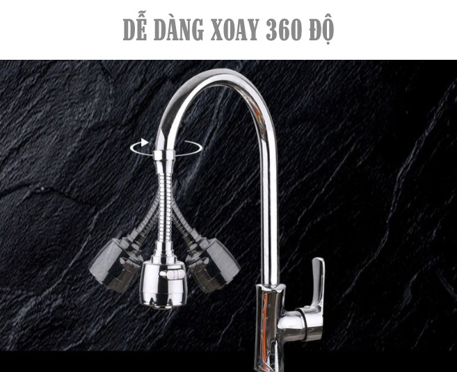 Đầu vòi tăng áp mạ inox- 2 chế độ- điều hướng 360 độ TA02