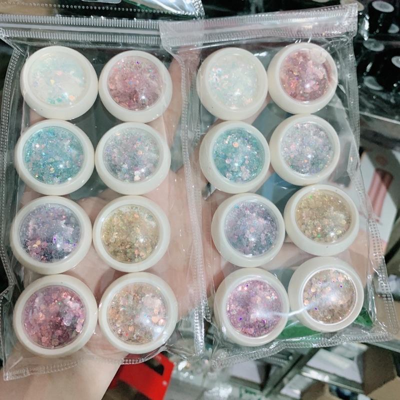 Set kim tuyến vảy cá 8 màu, kim tuyến rắc móng