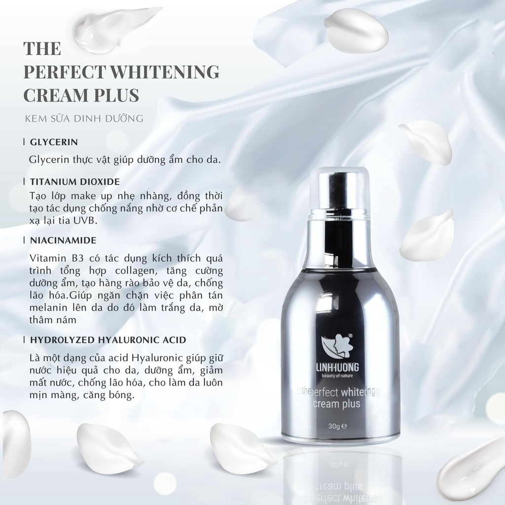 THE PERFECT WHITENING CREAM PLUS - Kem sữa dưỡng Linh Hương Beauty Of Nature   dưỡng và ngăn ngừa lão hoa cho làn da  30ML 