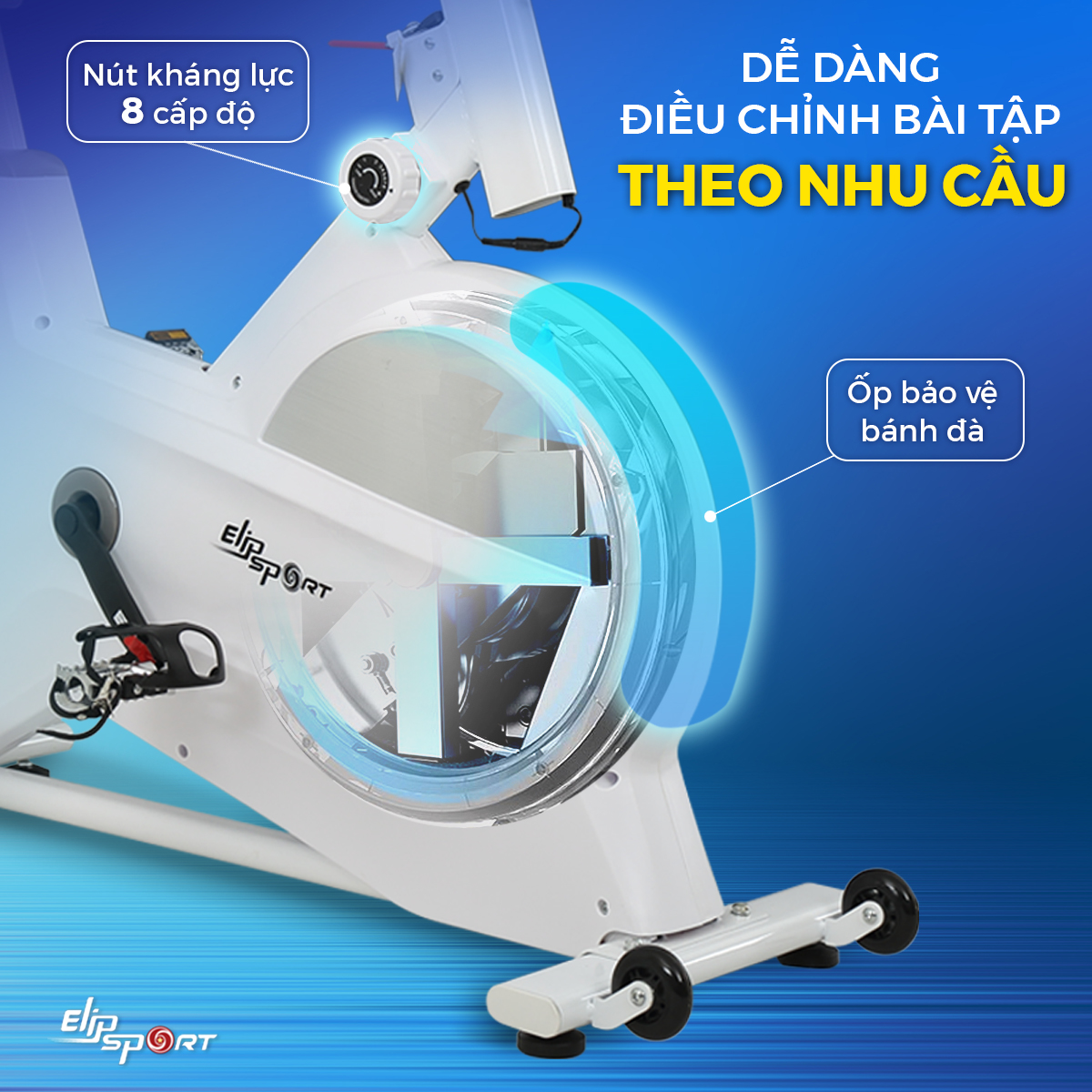 Xe Đạp Tập Thể Dục Tại Nhà ELIP Whitney - Sang Trọng, Đẳng Cấp, Dễ Dàng Điều Chỉnh Chế Độ Tập, Chất Liệu Cao Cấp