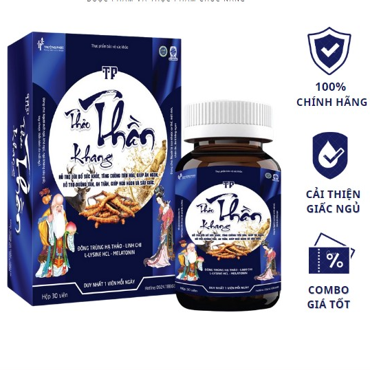 Viên uống hỗ trợ ngủ ngon stress lo lắng Thảo Thần Khang - Lọ 30 viên
