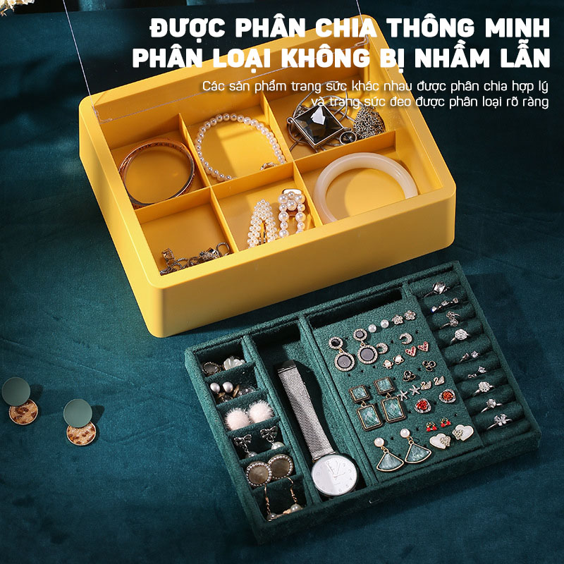 Hộp Đựng Đồ Trang Sức 2 Tầng Chống Thấm Nước, Chống Bụi Thiết Kế Sang Trọng Cao Cấp