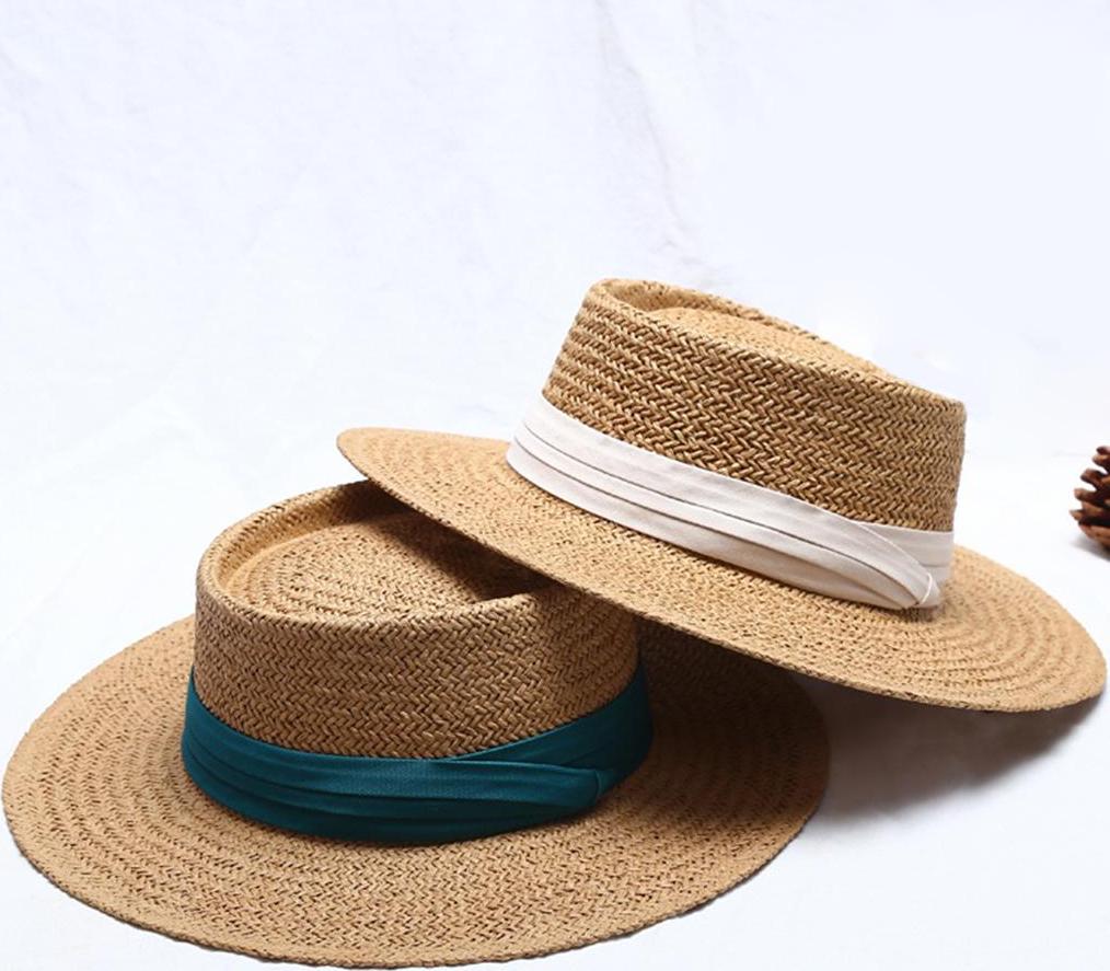 Womens Straw Hat Boater Sun Hat Foldable UV Protection Bucket Fedora Hats Cap