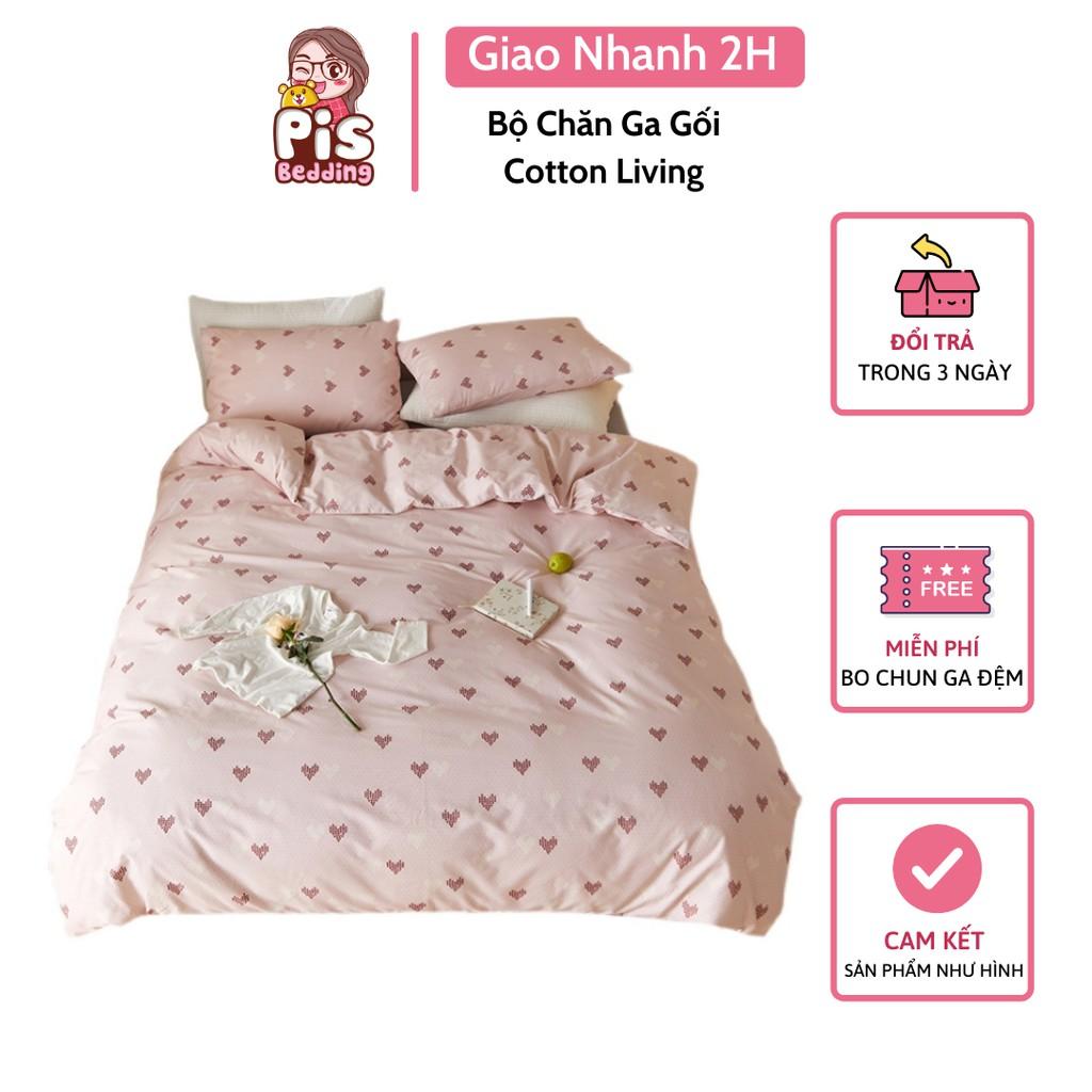 Bộ Chăn Ga Gối Cotton 100% - Tim Hồng