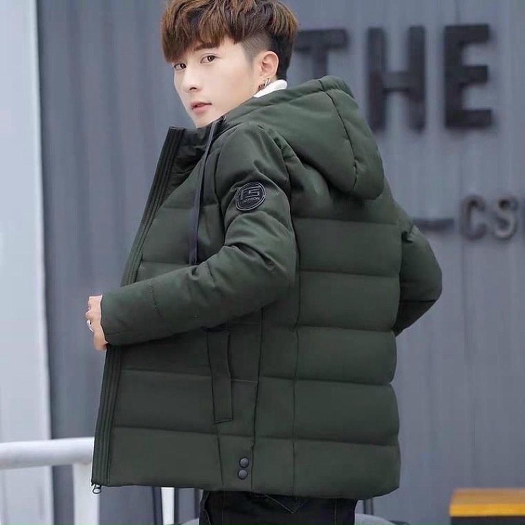 Áo khoác phao nam có nón logo thêu cực đẹp thời trang nam ấm áp MIDU FASHION