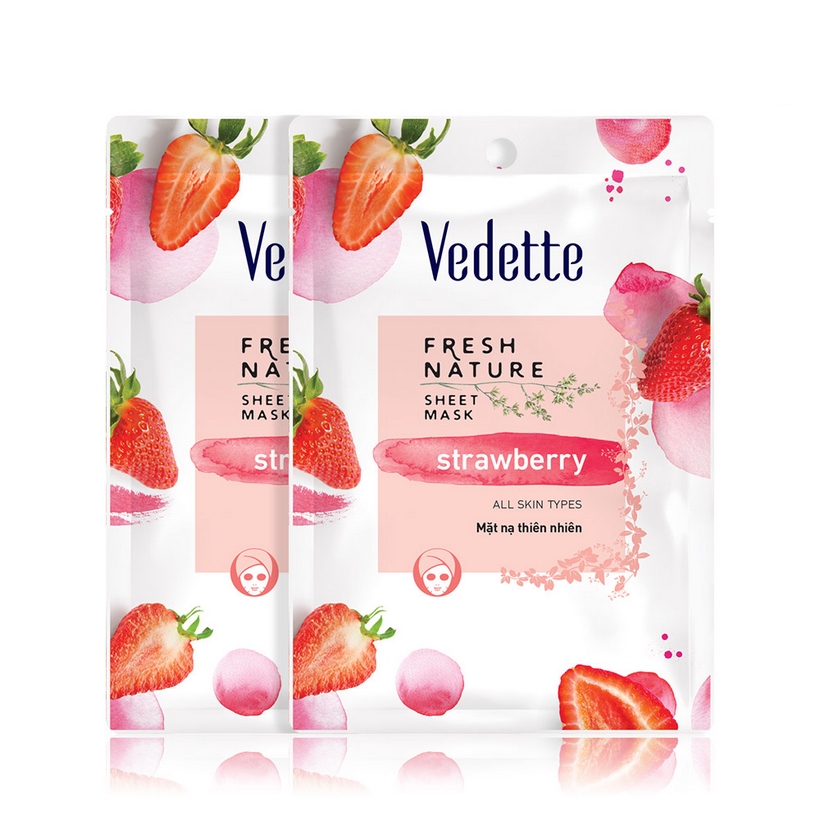 Mặt nạ giấy dâu tây Vedette Fresh Fruit Facial Mask Strawberry 22ml