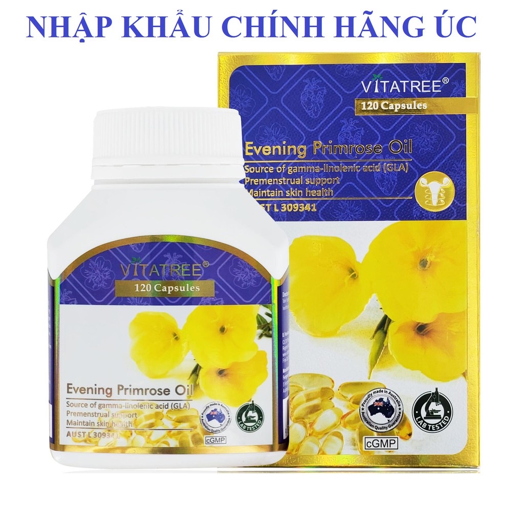 Viên uống Tinh dầu hoa anh thảo Vitatree Evening Primrose , hộp 120v, chăm sóc sức khoẻ phái đẹp