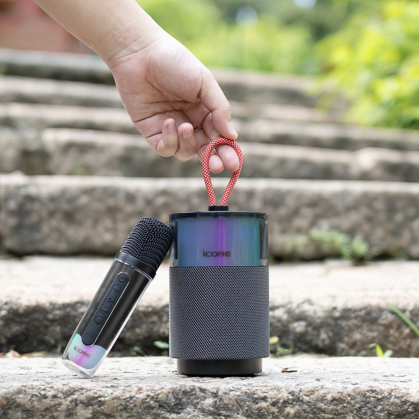 Bộ Loa Karaoke Mini Bluetooth iCore ISM03 Kèm 1 Micro - Hàng chính hãng