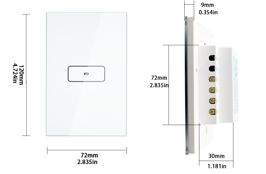 Công Tắc Wifi Công Suất Lớn 20A Chữ Nhật Tuya FW2-US