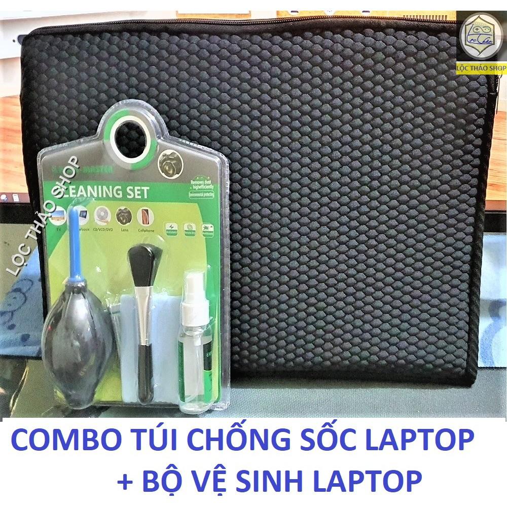 COMBO Túi chống sốc Laptop 13 14 15 17 inch KÈM Bộ vệ sinh 6 món