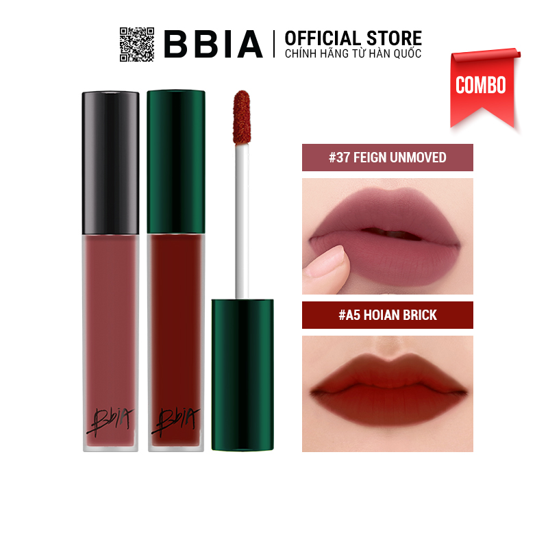 Combo 2 màu son Bbia Last Velvet Lip Tint ASIA EDITION - #A5 Hoian Brick và #37 Feign Unmoved