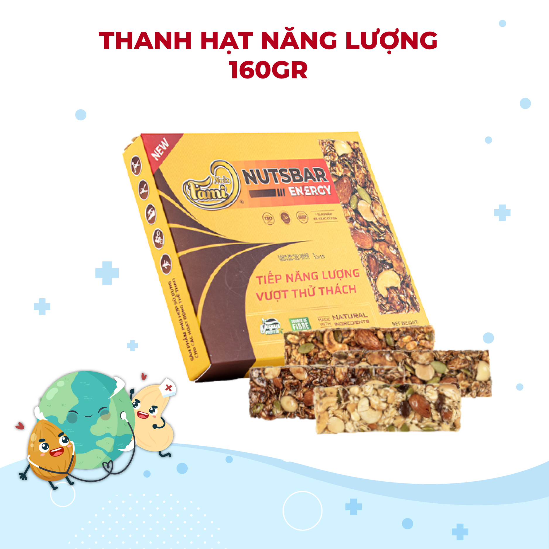 Thanh Hạt Năng Lượng FAMINUTS Vị Táo Đỏ, Cacao, Mật Ong, Cà Phê Nutsbar Energy Hộp 4 Thanh 160g - Thực Phẩm Tiếp Năng Lượng Lành Mạnh