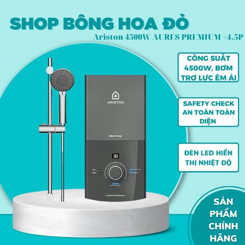 Bình nóng lạnh trực tiếp Ariston 4500W AURES PREMIUM+ 4.5P CÓ BƠM TRỢ LỰC - Hàng chính hãng