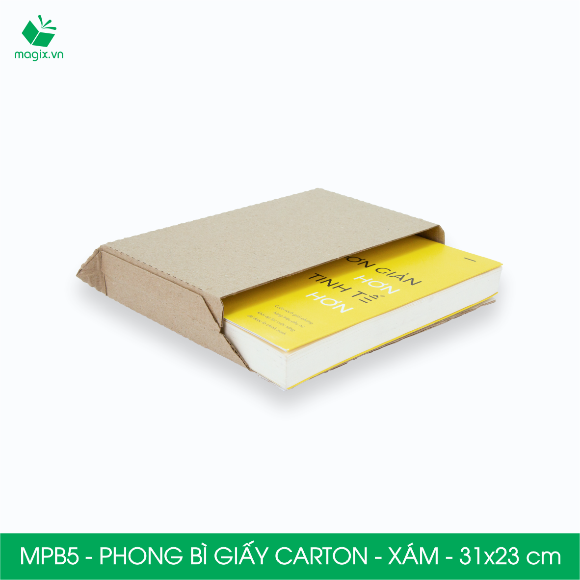 MPB5 - 31x23cm - COMBO 60 PHONG BÌ GIẤY CARTON ĐÓNG HÀNG MÀU XÁM