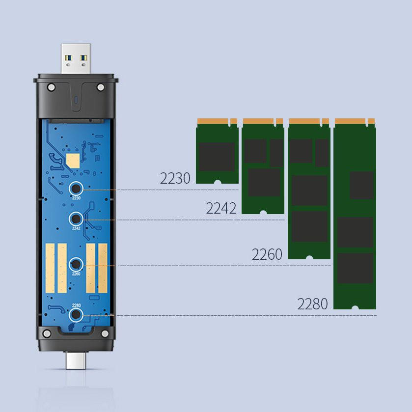 Hộp đựng ổ cứng M.2 B-Key NGFF ra type c 3.1 gen 2 và usb 3.0 - UGREEN CM298 70533 - Hàng nhập khẩu chính hãng