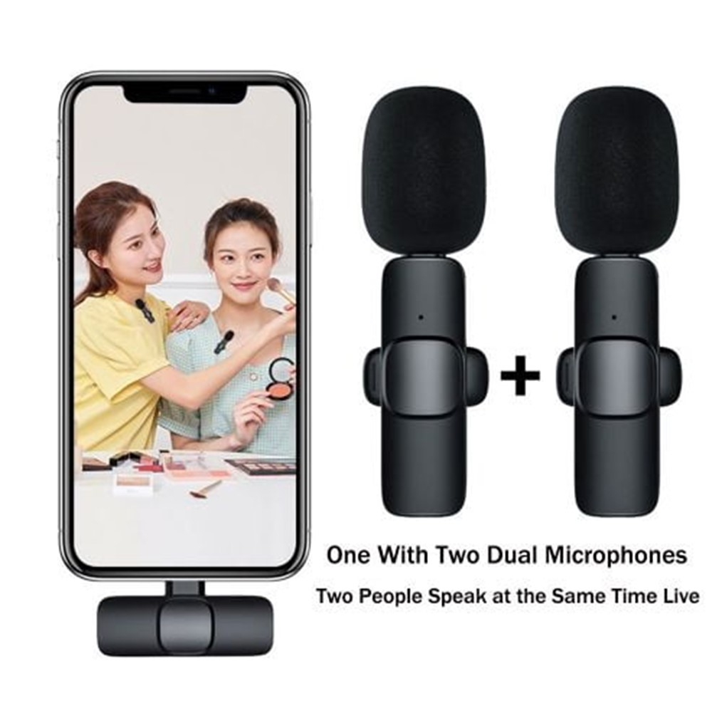 Bộ Micro Thu Âm Không Dây K9 (2 Mic) Khử Tiếng Ồn Để Livestream Ghi Âm Quay Video Cổng Type C