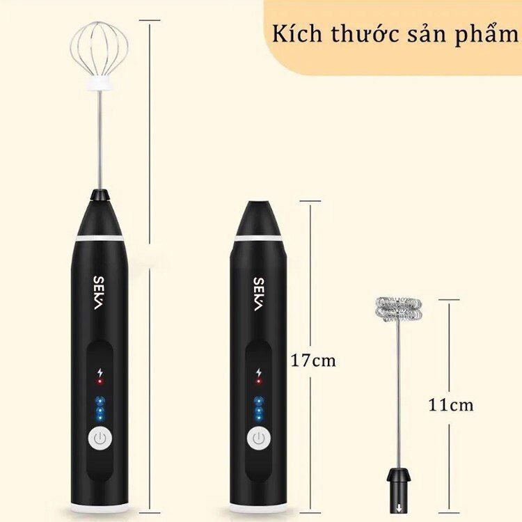 Máy Đánh Trứng Seka SK788, Que Tạo Bọt Cafe Mini Cầm Tay Không Dây 3 Cấp Độ - Hàng Chính Hãng