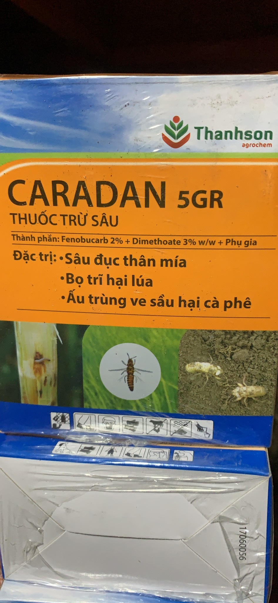 Sản phẩm dạng rải gốc sâu bọ trĩ sùng đất, ấu trùng ve sầu Caradan 5GR gói 1Kg