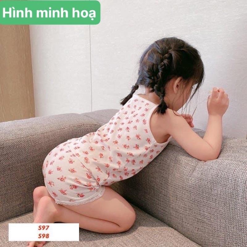 Đồ bộ bé gái bộ 2 dây cho bé vải thun cotton hoạ tiết siêu dễ thương mềm mát co giãn nhiều cho be 08-25kg
