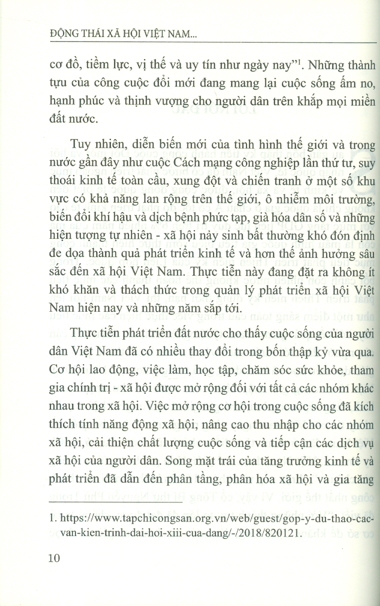 Động Thái Xã Hội Việt Nam Và Hướng Quản Lý Phát Triển Xã Hội Trong Bối Cảnh Mới (Sách Chuyên Khảo)