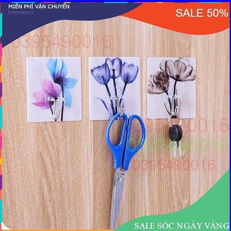 Combo 10 Móc dán tường chịu lực 21kg họa tiết 3D xoay 180 độ