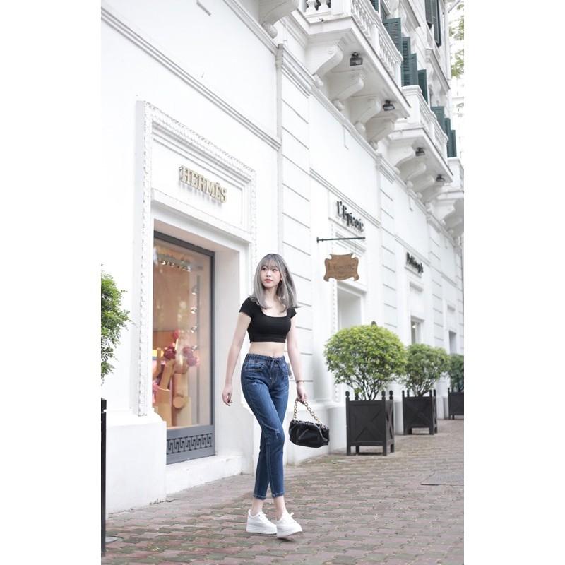 Quần jean baggy cạp chun sước 9 tấc vnxk cao cấp