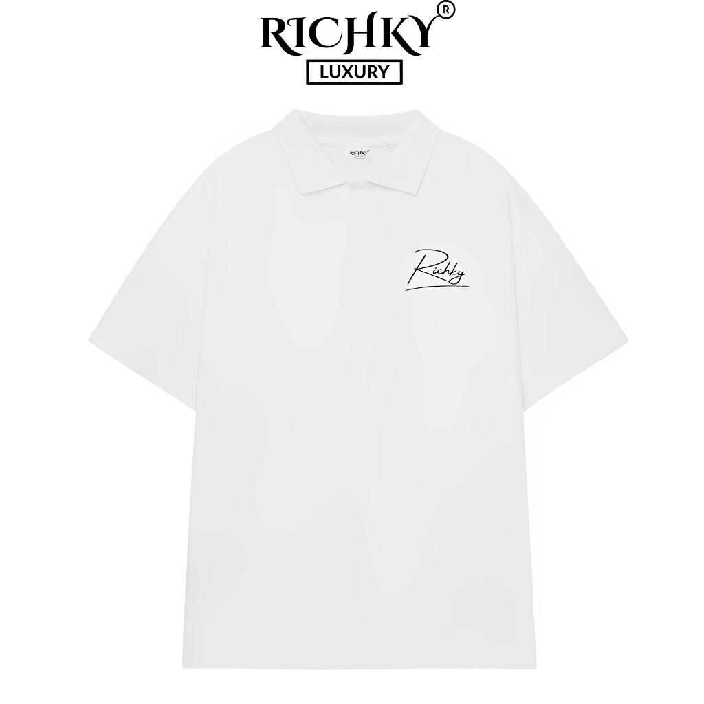 Áo Polo Unisex Richky Polo Shirt Premium Luxury Maison TB Trắng – RKO2