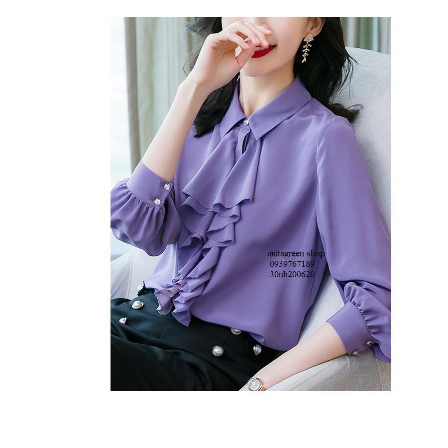 Nh200620-ÁO SƠ MI NỮ BÈO MÀU TÍM