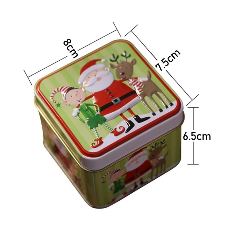 Hộp thiếc vuông đựng bánh kẹo phong cách Giáng Sinh