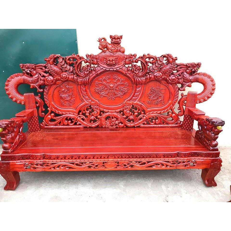 Bộ bàn ghế Nghê Đỉnh Rồng Phương gỗ Hương Đỏ Nam Phi
