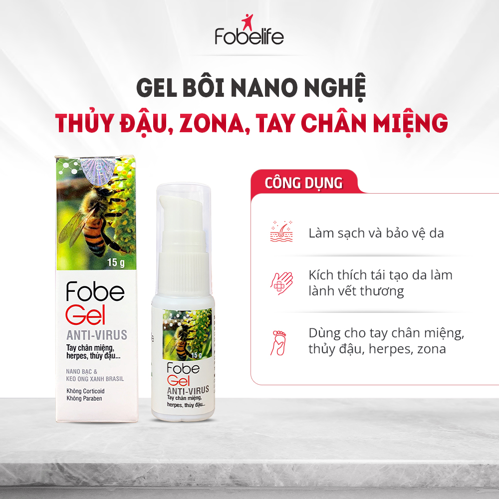 Gel Bôi Thủy Đậu Zona Làm Sạch Tái Tạo Da Fobe Gel Anti Virus