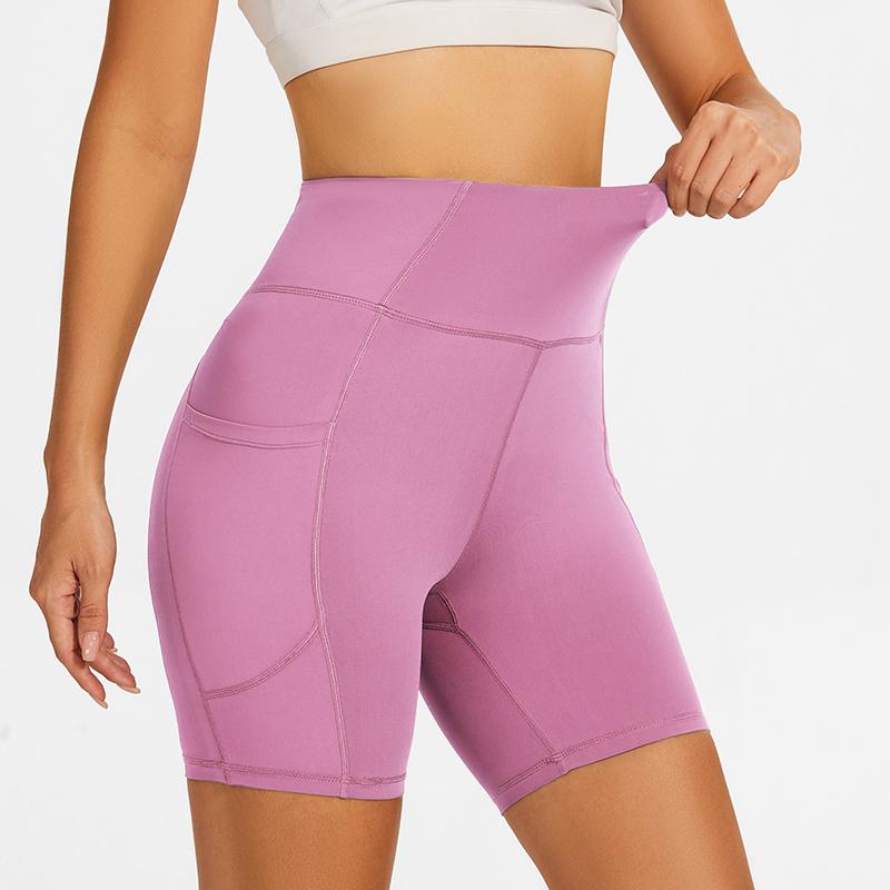 SEVENPALMS Spandex Chắc Chắn Quần Short Liền Mạch Có Túi Nữ Mềm Mại Tập Luyện Quần Tập Thể Dục Trang Phục Tập Yoga Quần Mặc Tập Gym Color: black Size: XL