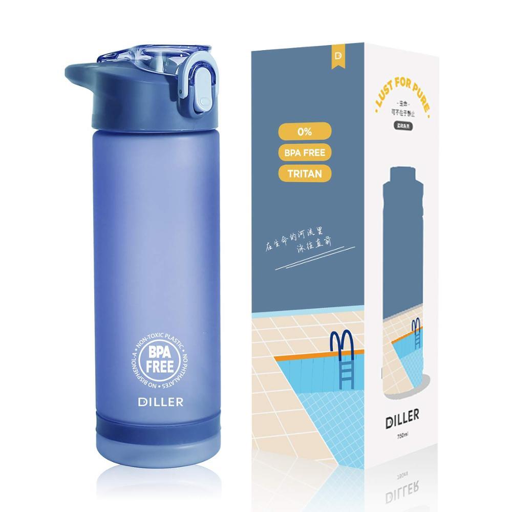 Diller Nước Thể Thao Bình Có Ống Hút Cho Tập Gym Bình Không Chứa BPA Nhựa Tritan Thể Thao Đựng Nước Shaker + 750 Ml cho Bé/Nữ