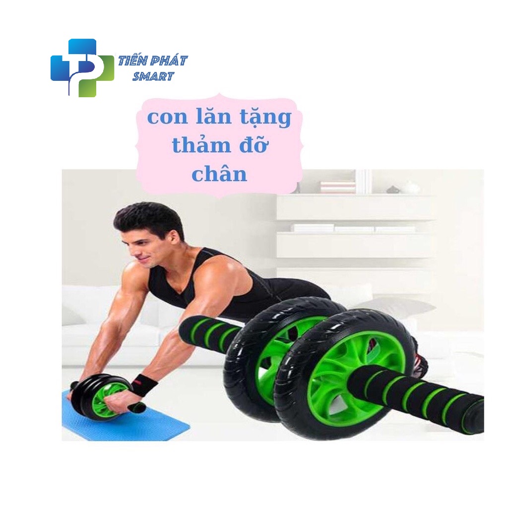 CON LĂN TẬP CƠ BỤNG 2 BÁNH AB WHEEL(TẶNG THẢM QUỲ)