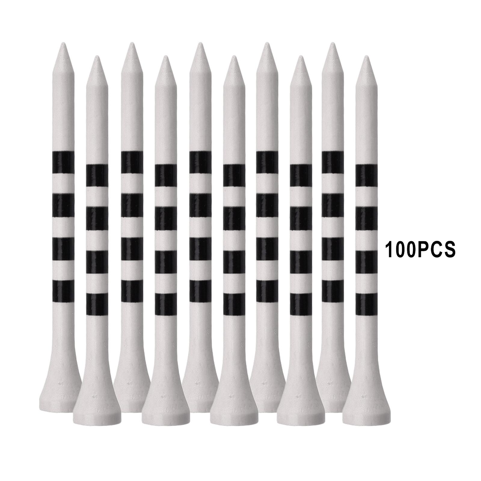 Set of 100 Bamboo Golf Tees Long Durable High Performance 70mm White