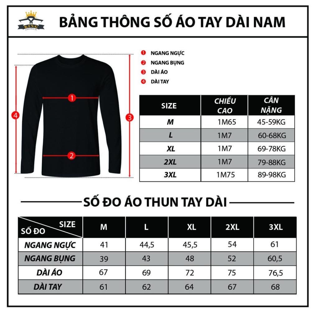 Áo thun tay dài nam KING vải cotton dáng ôm, mặc 4 mùa . co giãn tốt , thấm hút mồ hôi