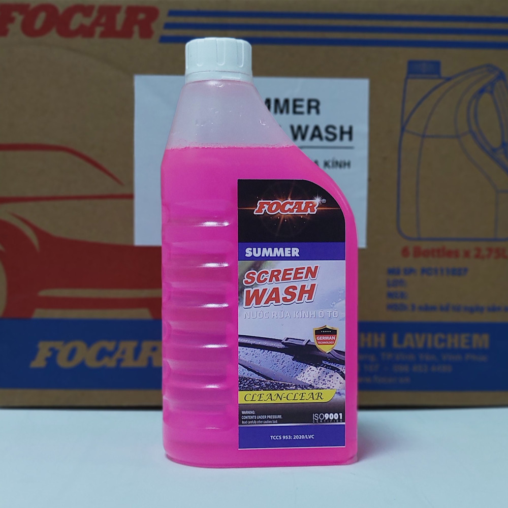 Nước rửa kính ô tô FOCAR Summer Screen Wash 850ml  Clean Clear  - Nước rửa kính ô tô chống bụi, Ph trung tính, tiêu chuẩn EU bảo vệ hệ thống, nước lau kính chống xước, vệ sinh sạch 99% loại đổ trực tiếp