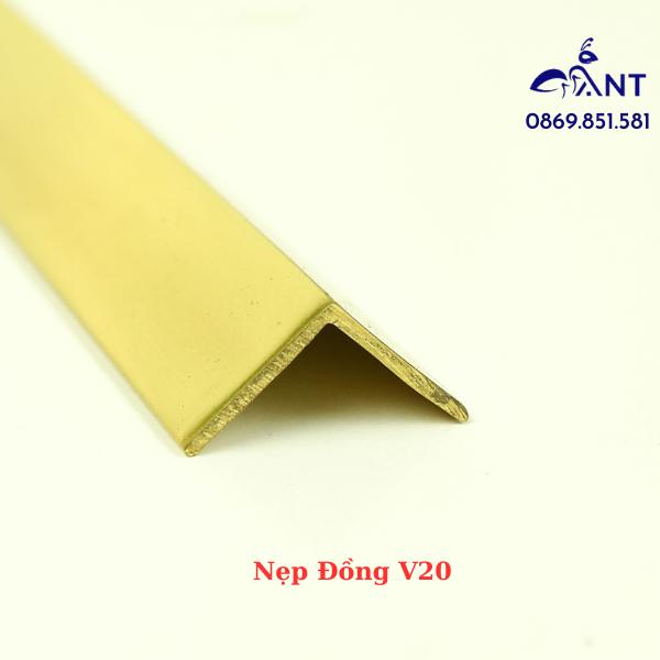 Nẹp Đồng V20, Nẹp đồng V, Nẹp đồng chống trơn, Nẹp ốp vách, nẹp ốp cầu thang, giá 1m