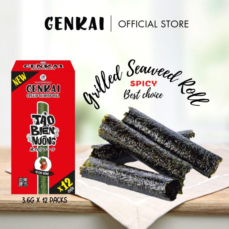 Snack Tảo Biển Nướng Cuộn GENKAI Vị cay nóng 43.2g (3.6g x 12gói)