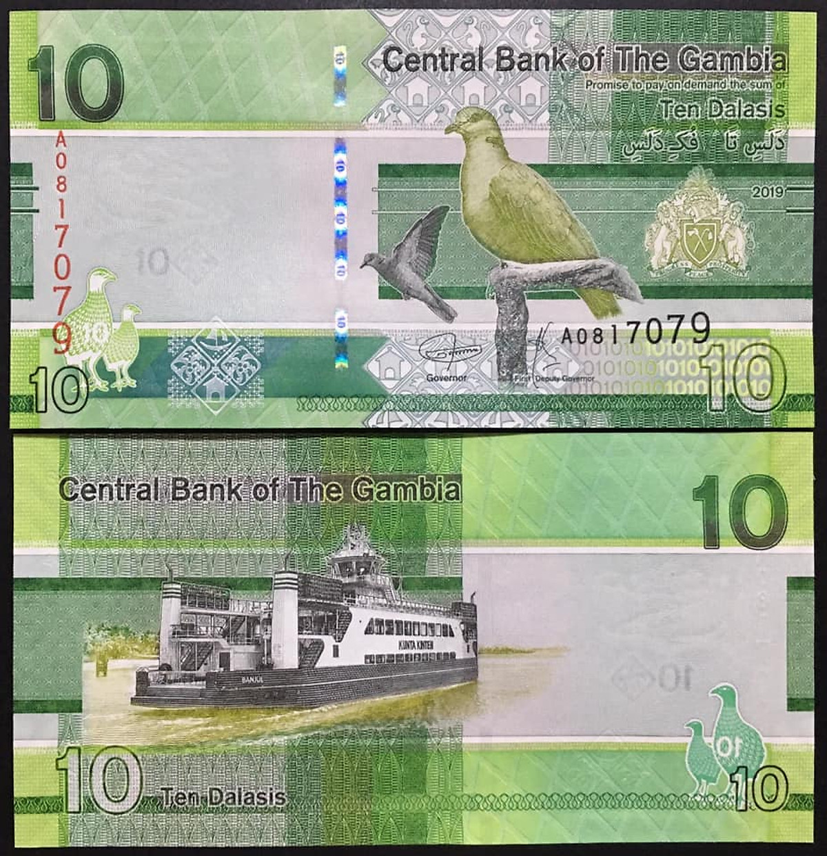 GAMBIA 10 DALASIS 2019 P NEW DESIGN UNC